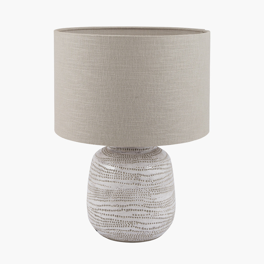 Alina White Dot Design Small Stoneware Table Lamp - Base Only